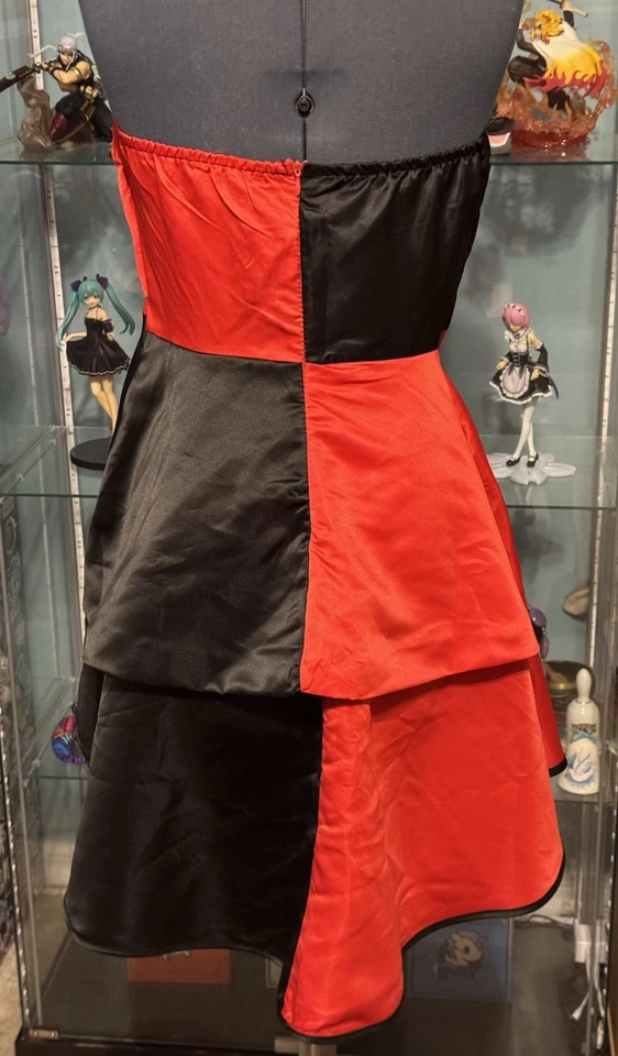 Vestido Harley Quinn rojo/negro hecho a mano sin mangas con chaleco bullicio talla XL Foto 3 de 4