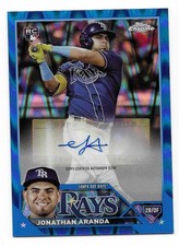 JONATHAN ARANDA 2023 MLB Topps Chrome RC AUTO BLUE LAVA #050/150 AC-JA