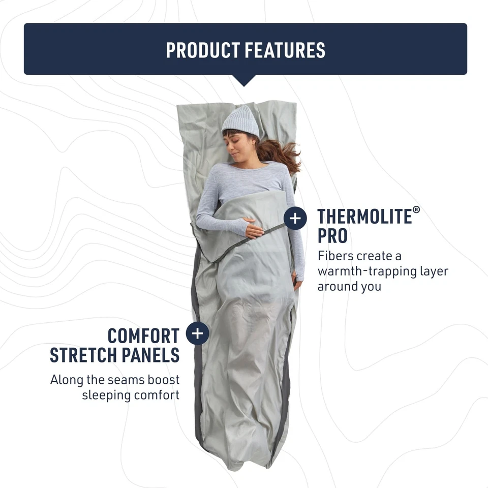 Sea To Summit Silk Blend Mummy Sleeping Bag Liner Navy Grey Lightweight Comfort - Image 3 of 4
