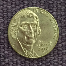 2018 D Jefferson Nickel, very nice, actual coin in picture free S/H