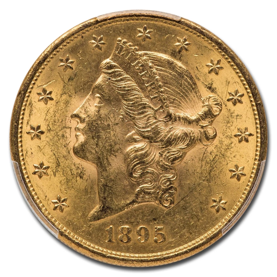 Águila doble Liberty Gold 1895-S $20 MS-62 PCGS Foto 2 de 3