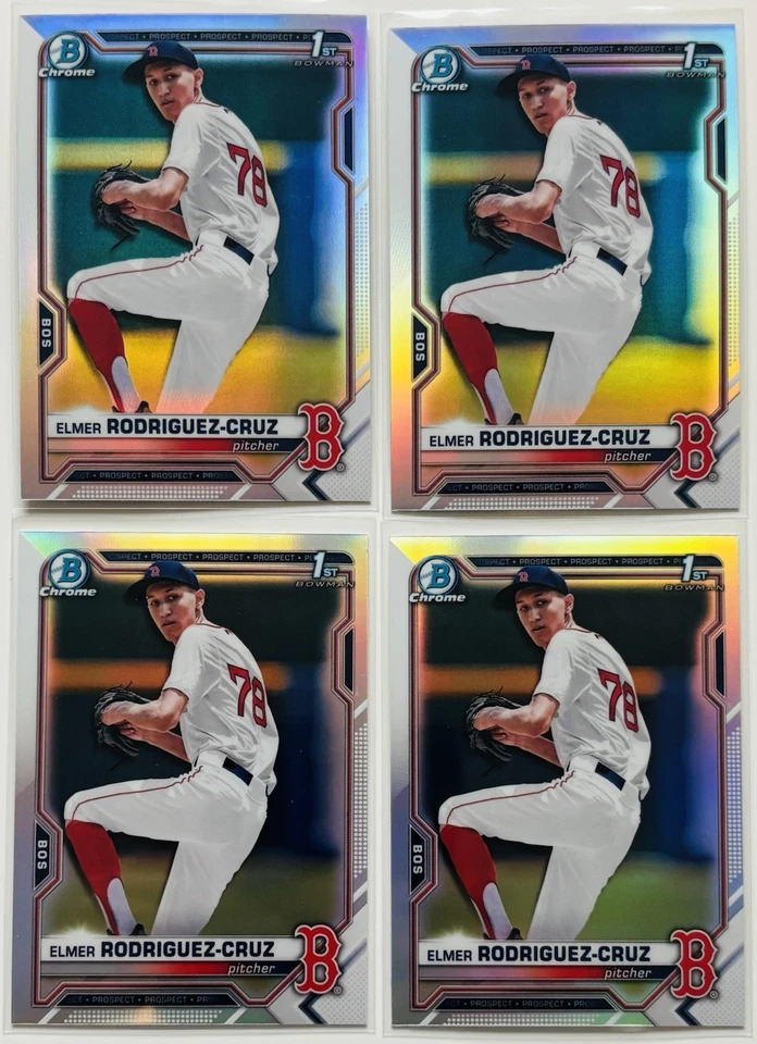 2021 Bowman Draft ELMER RODRIGUEZ-CRUZ 1st Bowman Lot Refractors, Chrome, Paper - Image 2 of 3