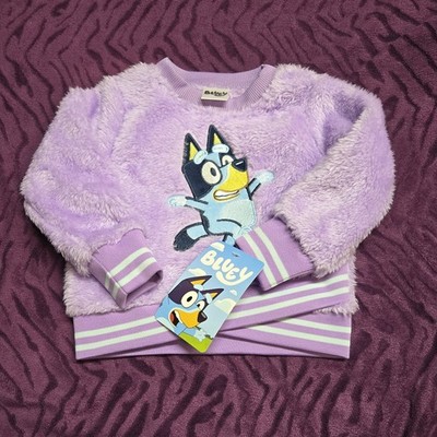 Bluey Purple Fleece Pullover Sweater 12M Long Sleeve Baby Cartoon