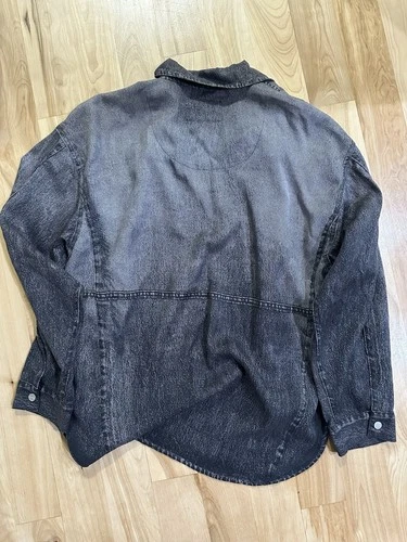 ALLSAINTS Hettie Shacket Men’s M Black Denim Lyocell Button Front Pockets image 2
