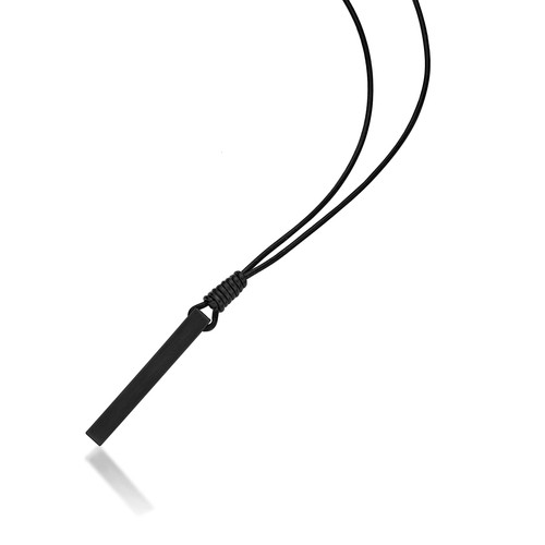 Rectangular Prism Pendant Necklace for Men in Stainless Steel with Black Ion ... - Picture 2 of 7
