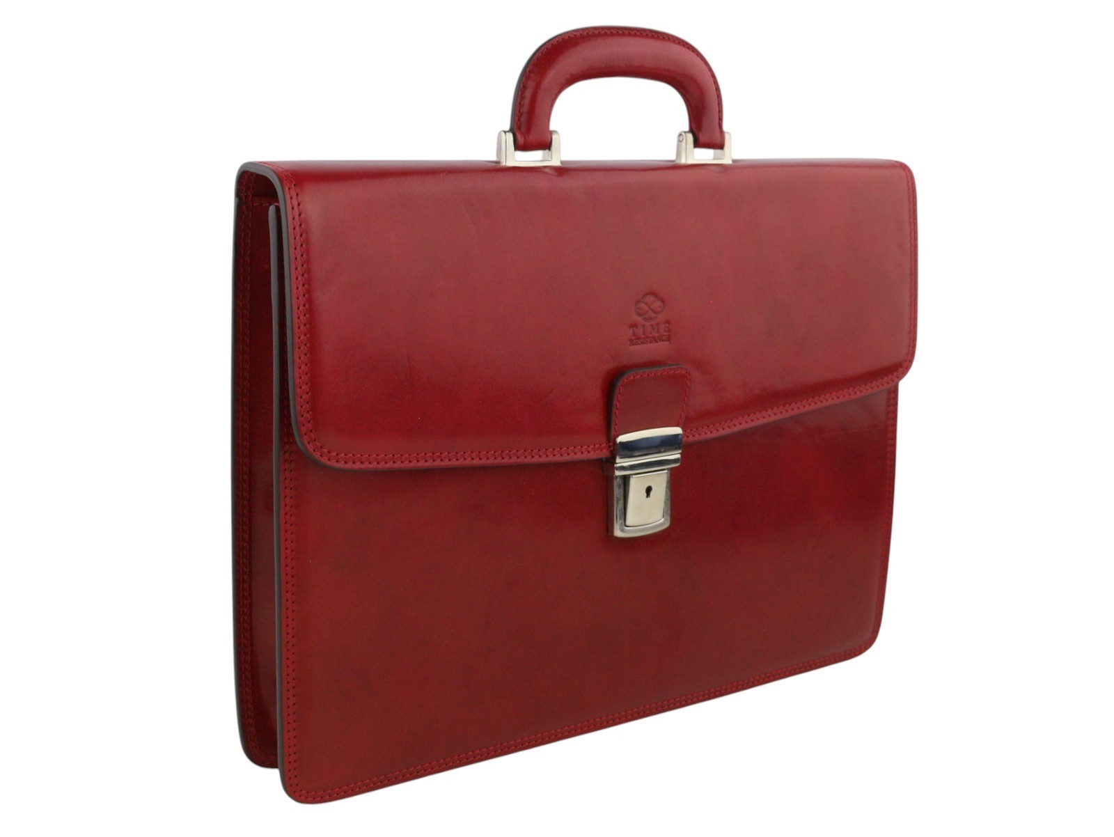 TIME RESISTANCE Men Bag The Sound of the Mountain Red Leather Briefcase RRP270