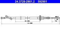 1 X Kupplungsseil / Kupplungszug ATE 24.3728-2901.2 FüR Daewoo