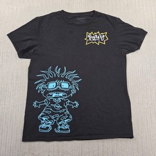 Rugrats Shirt Mens Medium Black Chuckie Reptar 1991 Graphic Nickelodeon Promo