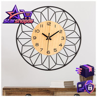 Wanduhr Holz 40Cm Metallrahmen Lautlos FüR Wohnzimmer KüChe Deko