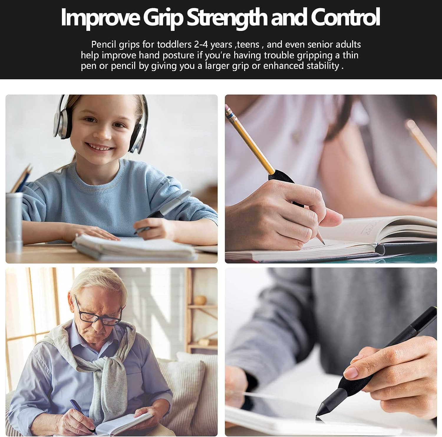 Writing Aid Trainer for Adults Foam Egg Grips Pen Cushioned Holders Writing A...