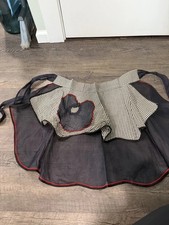 Vintage 1970  s Half Apron Black  White Gingham, Black Chiffon, Handmade