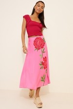 Farm Rio Rose Motif Maxi Skirt LARGE beautiful dress