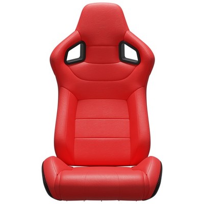 Universal Bucket Racing Seats Red PVC Leather Carbon Look Reclinable