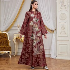 Arab Women Kaftan Beaded Embroidered Maxi Dress Formal Party Gown Dubai Abaya