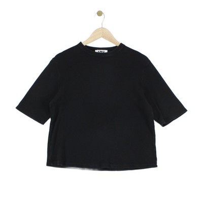 YMC T-Shirt Damen Größe M Schwarz Made In Portugal Gerippt Oversized Relaxed