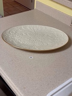 Lenox Serving Platter Ivory Embossed Gold Trim
