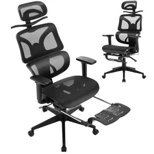 Swivel Ergonomic High Back Mesh Office Chair with Retractable Footrest, Adjus...