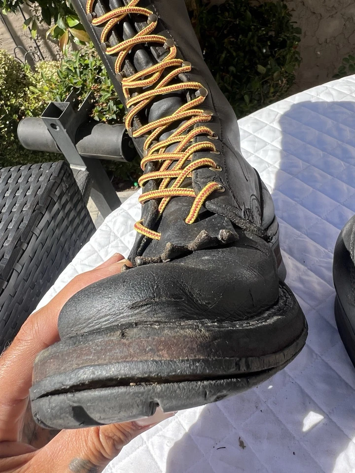 Botas de trabajo White’s Explorer Tall Smoke Jumper Logger Hi Line de cuero negro 9,5 B Foto 2 de 4