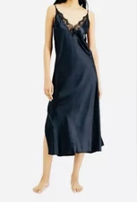 I.N.C  Lace-Trim Long Satin Lingerie Nightgown M