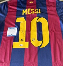 Lionel Messi Signed Autographed Barcelona Jersey Fanatics Beckett COA MVP GOAT