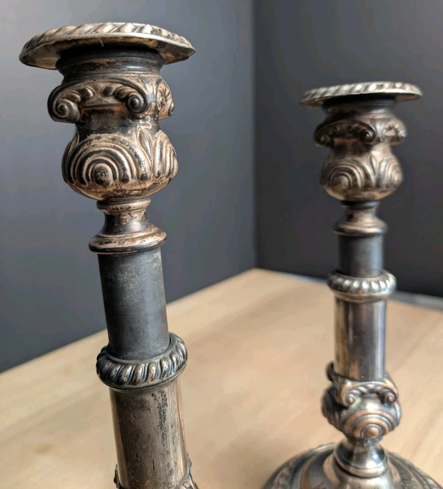 Antiguo candelabro alto telescópico de plata georgiana antiguo Sheffield Foto 4 de 4