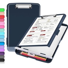 Sooez Clipboard with Storage, Clip Board 8.5 x 11 with Pen Holder, Plastic Or...