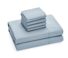 Sheets Set 6 Piece Cooling Bed Sheets with 4 Envelope Pillowcases Queen Blue