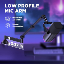Low Profile Mic Arm, 360 Rotatable Microphone Arm Stand Foldable Desk Mic Bo...