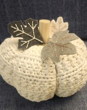Classy Cream Handmade Crocheted Pumpkin Fall Thanksgiving Decor