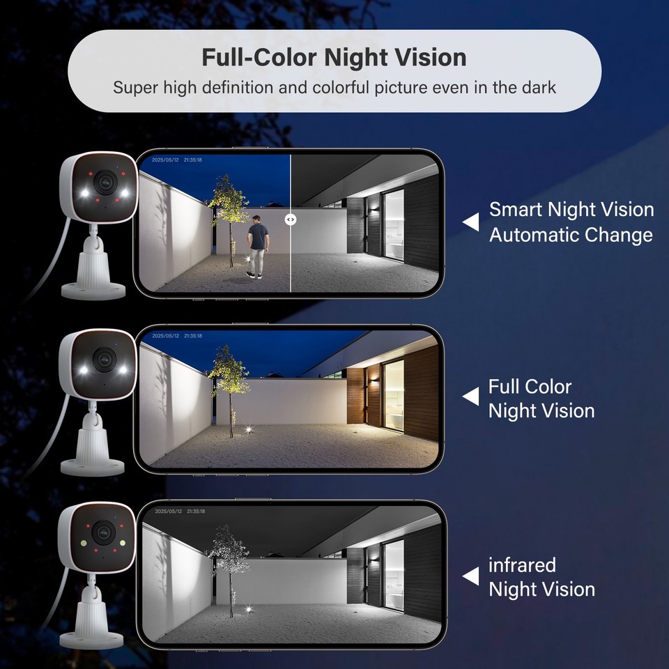 4-Pack Wireless 2.4G WiFi Security Camera System Smart Outdoor Night ...
