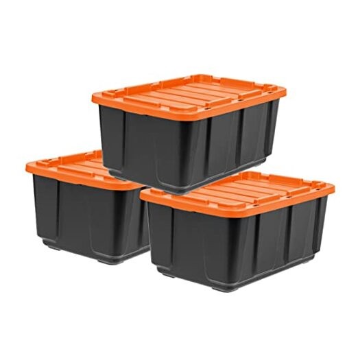 Heavy Duty 27-Gallon Truck Bed Toolbox Storage Tote Bin by IRIS USA in Orange