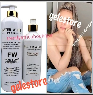 2pcs FASTER WHITE Paris SNAIL [SLIME] Super Whitening Body Lotion & Shower Gel