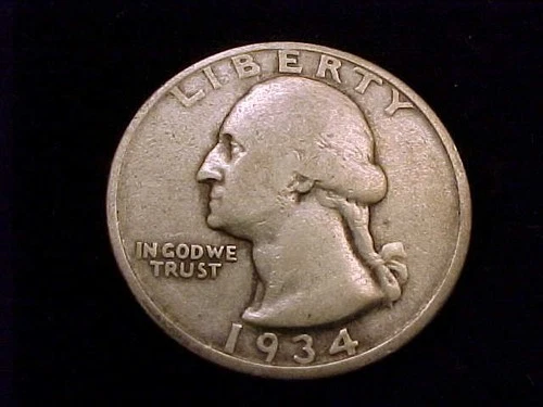 1934-D Washington Quarter, Very Good Grade.