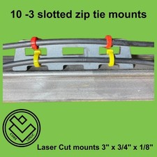 Weld on 3 Slot Zip Tie Tabs -10- 3" x 3/4 Zip Tie Securing Tabs, Wiring, Rat Rod