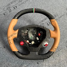 Orange Leather Real Carbon Fiber Steering Wheel Fit For Ferrari F430 2005-2009 Orange Leather Real Carbon Fiber Steering Wheel Fit For Ferrari F430 2005-2009
