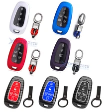 For Hyundai Sonata Tucson Santa Fe Remote Key Fob Shell Skin Holder w/Keychain