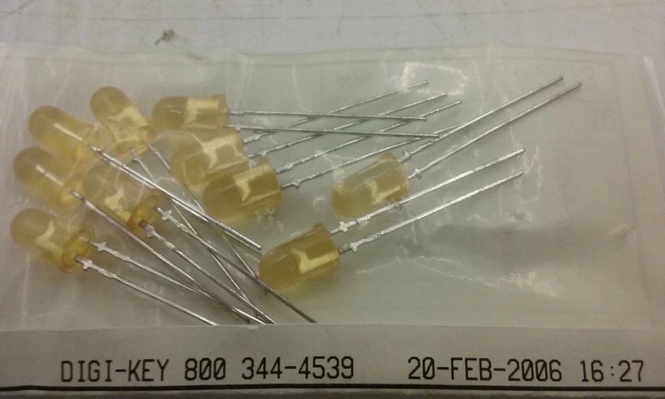 DIGI-KEY P372-ND LED AMBER LAMP 5mm ROUND/DOMED TOP (LN41YPH) PACKAGE OF 10 NIB - Image 2 of 4