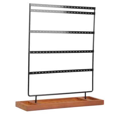 2pcs Eisenkunst Holzohrringhalter Ohrring Display Ständer Halskette Hanging Rack