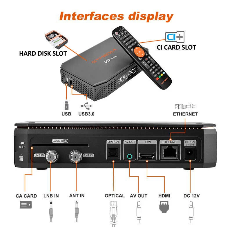 8K DVB-S2X/T2/Kabel Sat Receiver Satelliten Android Smart TV Box CI+ CAM Tivusat - Bild 3 von 4