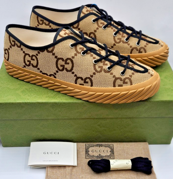 Gucci Tortuga GG Men's Camel Ebony/Black Canvas Sneakers UK13 US13