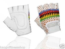 LEATHER MESH/CROCHET PADDED CYCLING GYM TRAINING WHEELCHAIR GLOVES