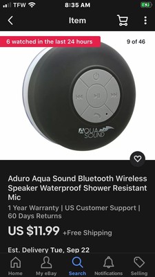 aduro aquasound bluetooth shower speaker with mic and controls