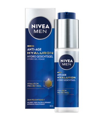 NIVEA MEN Anti-Age Hyaluron Hydro Gesichtsgel Pro-Retinol 24h Hautpflege 50ml