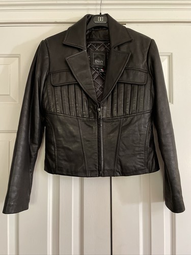 Knowles & Carter ENVY Womens M Lamb Skin Lined Jacket Black Italy