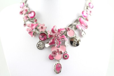 Pink Fancy Austrian Rhinestone Crystal Glamorous Necklace Earrings Set A 4843