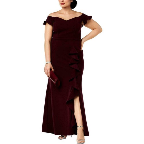 Betsy \u0026 Adam Womens Red Ruffled Formal 