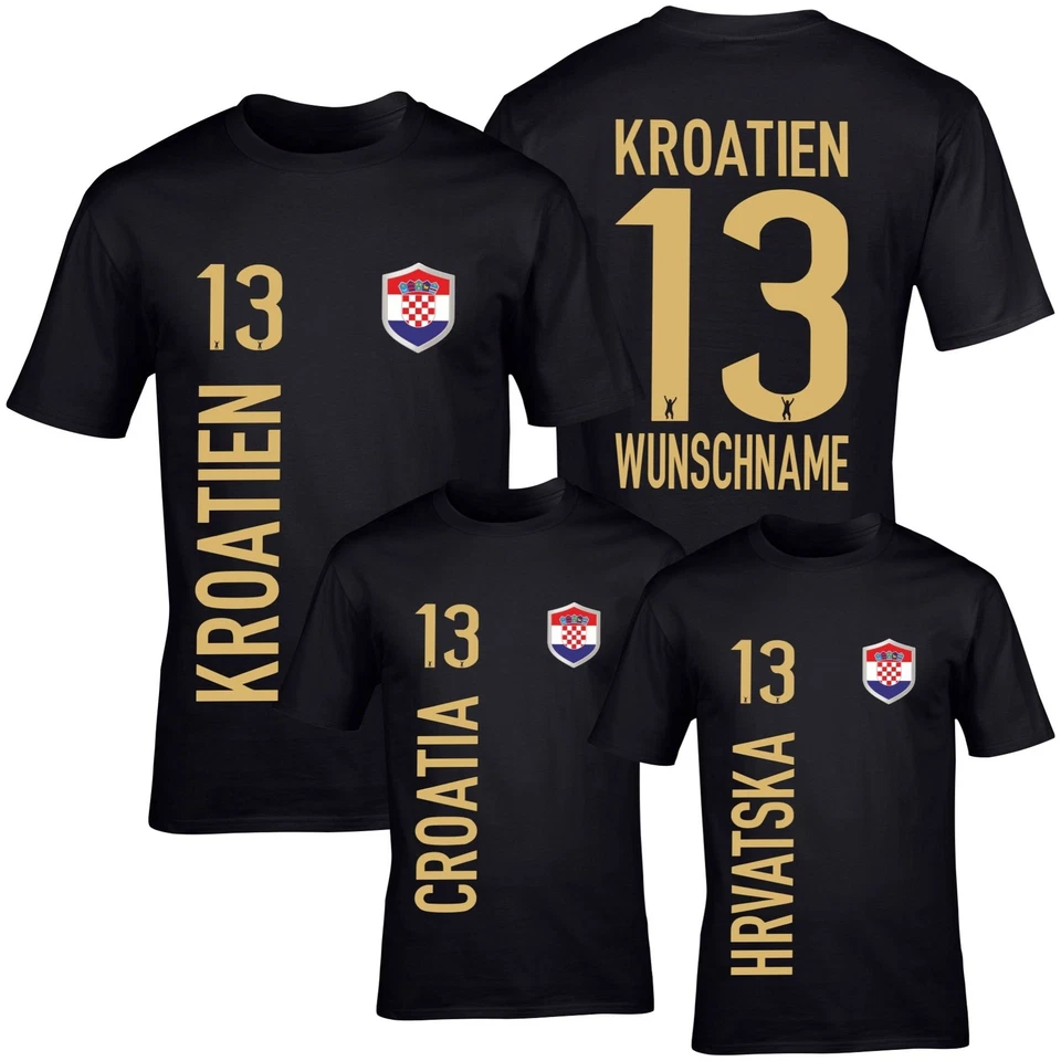 FanShirt KROATIEN Trikot Herren BLACK Druck Nummer Name Jersey WM EM FanShirts4u