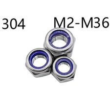 304 Stainless Steel DIN985 Nylon Insert Lock Nuts Hex Nylock Nut