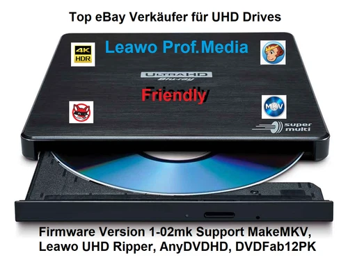 Externes 4K- Blu-Ray Laufwerk LG-BP55EB40 mit LG-BP60NB10 FW1.02mk, UHD friendly