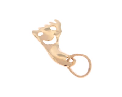 14K Gelbgold lächelnder glücklicher Fuß mit Lächeln Charm